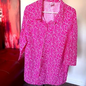 Pink and white Women shirt.